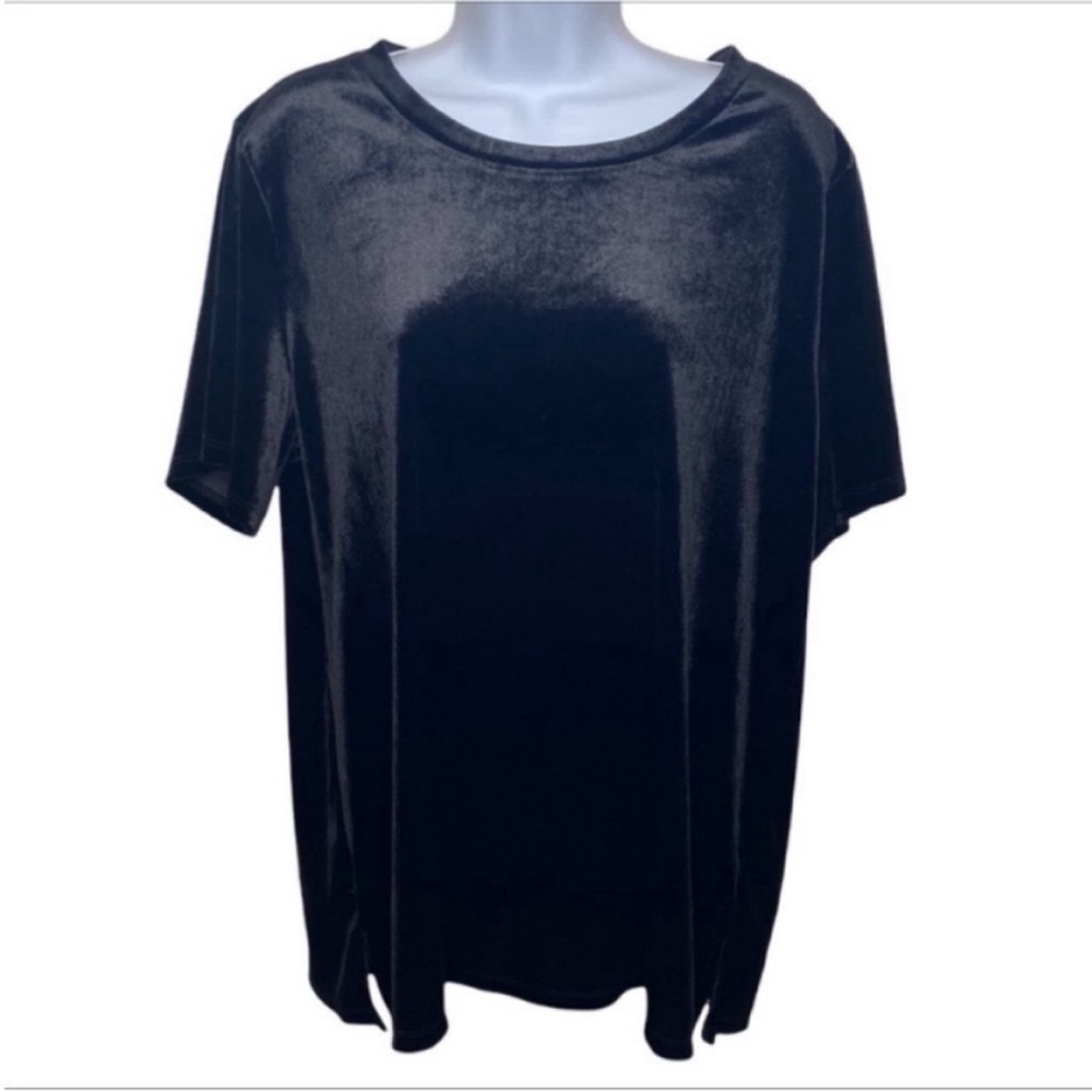 OLD NAVY velvet short sleeve top L black